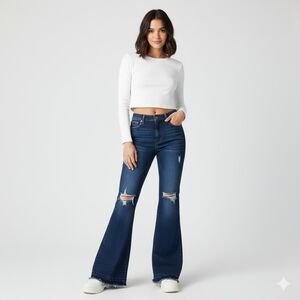 Lucky & Blessed Dark Blue Flare Jeans